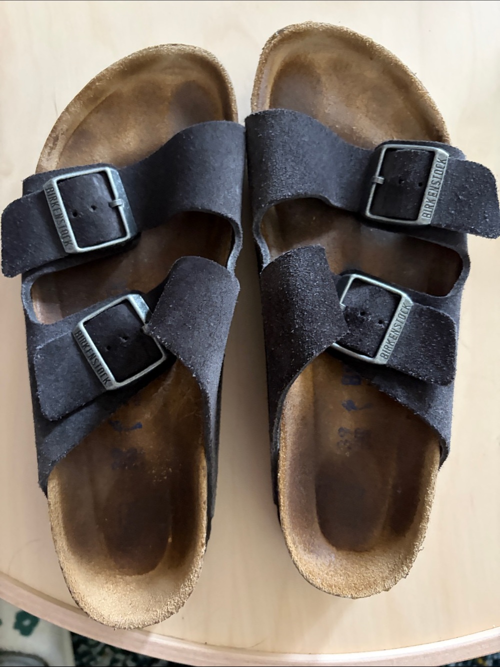Birkenstock Two-Strap Suede Sandals in Dark gray/black